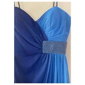 Blue Two-toned Dress. Size 7 (Juniors). From Blondie Nites.